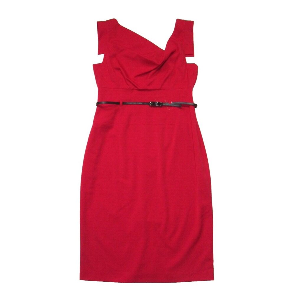 NWT Black Halo Classic Jackie-O in Red Stretch Gabardine Sheath Dress 14 $375